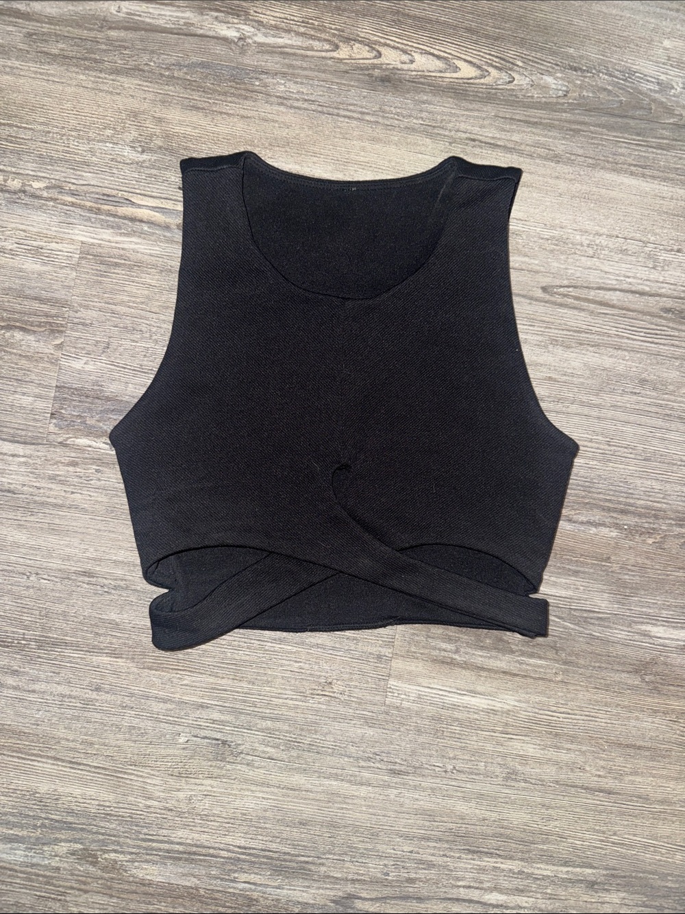 Fabletics Black Cross-Tie Ribbed Crop Tank Top - Women